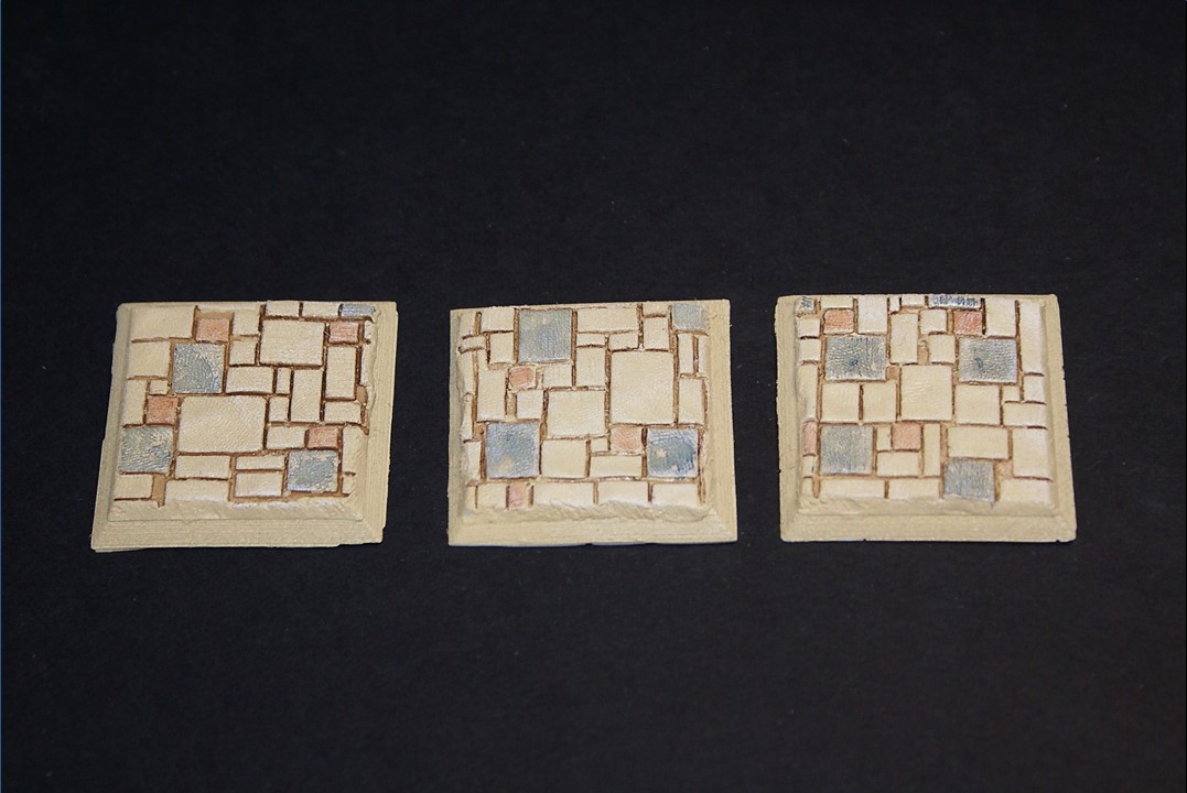 Lot De 3 Socles/Base Carrés 25mm Pour Miniatures (Warhammer, Etc) - Paved Road - Neuf (vendu Comme Occasion)