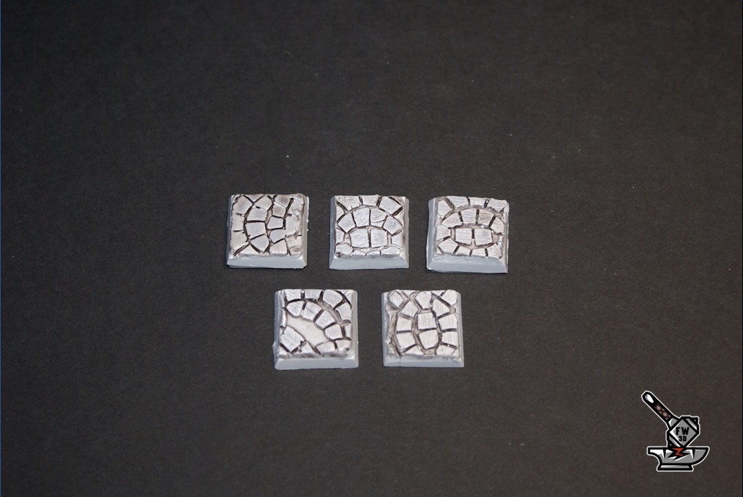 Lot De 4 Socles Carrés 25mm Pour Warhammer - Route Pavée - Base Miniature Jeu De Figurines