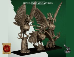 3 Chevaucheurs de grandes chouettes Elfes sauvages