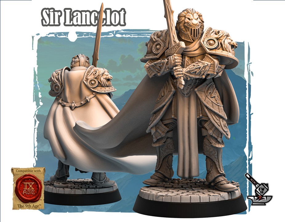 Sir Lancelot avec casque, champion humain