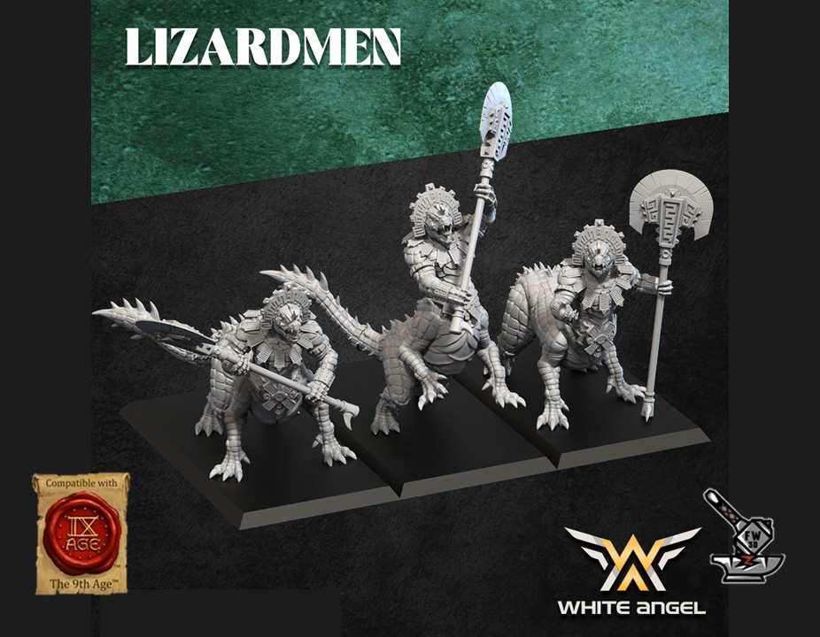 3 Centaures Lézards avec armes à deux mains