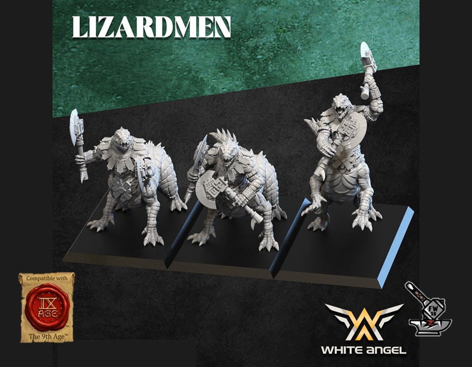 3 Centaures Lézards avec deux armes