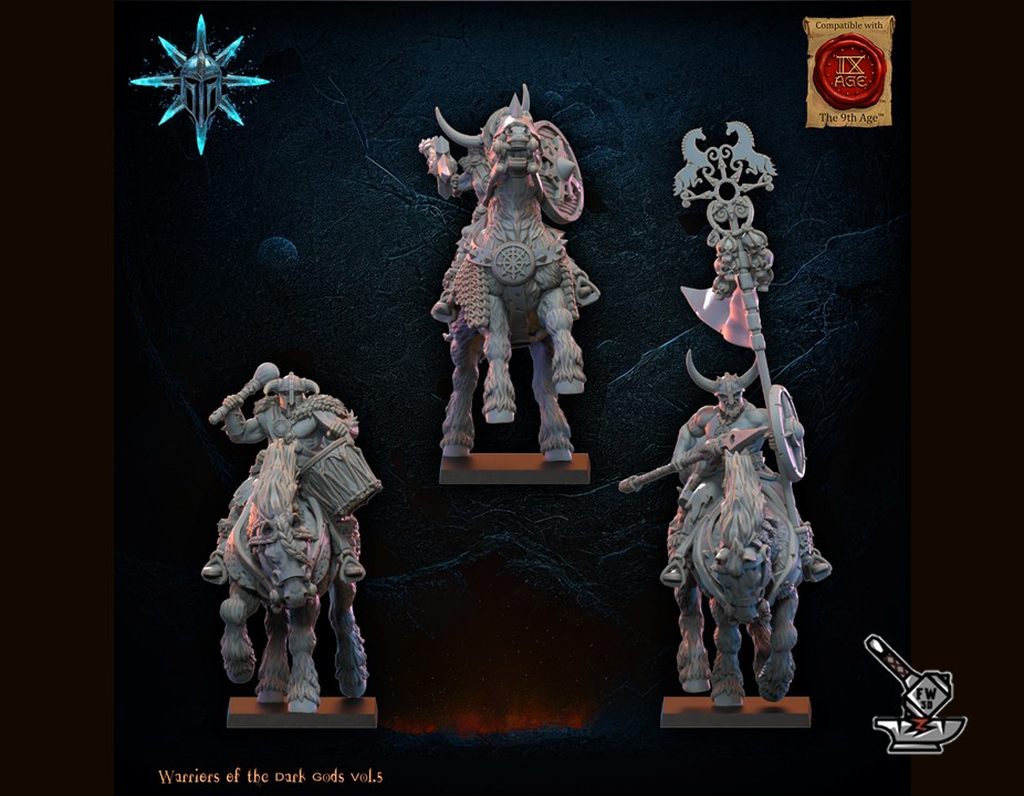 Etat-major des Cavaliers Barbares des dieux sombres avec haches et boucliers – Image 3