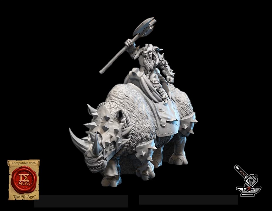 Commandant sur Rhinocéros Homme-bête (avec toutes les armes)